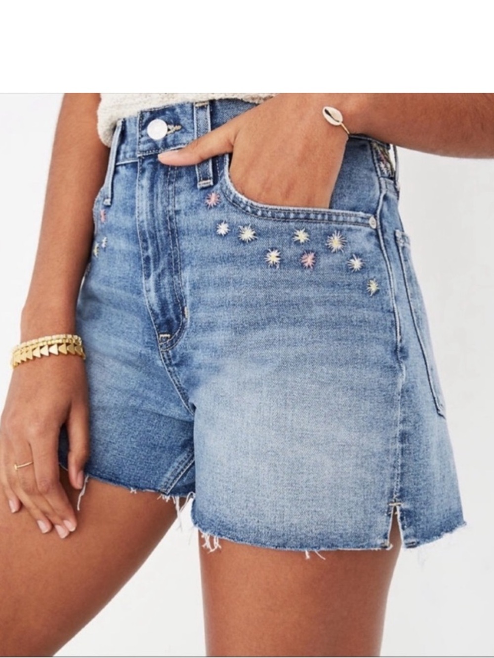 Madewell The Perfect Jean Short Embroidered
